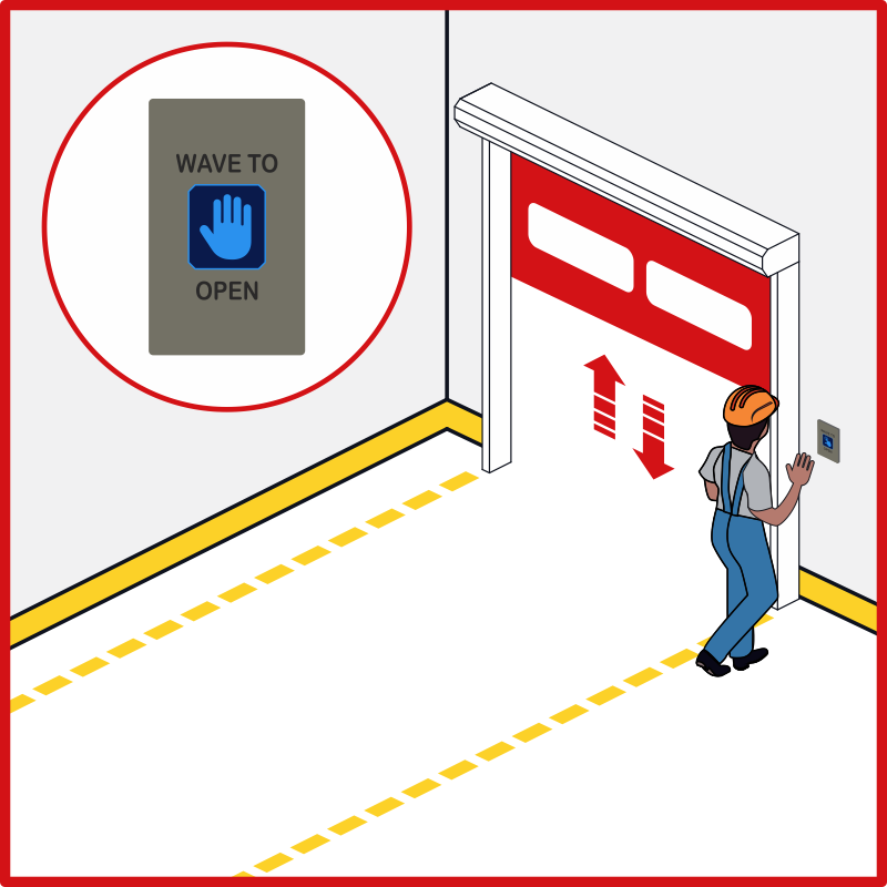 Sensor no touch para acionamento de porta rápida