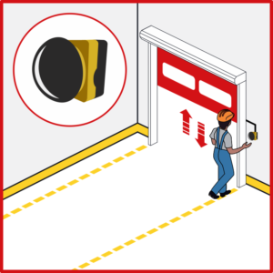 Botoeira cogumelo para acionamento de porta industrial