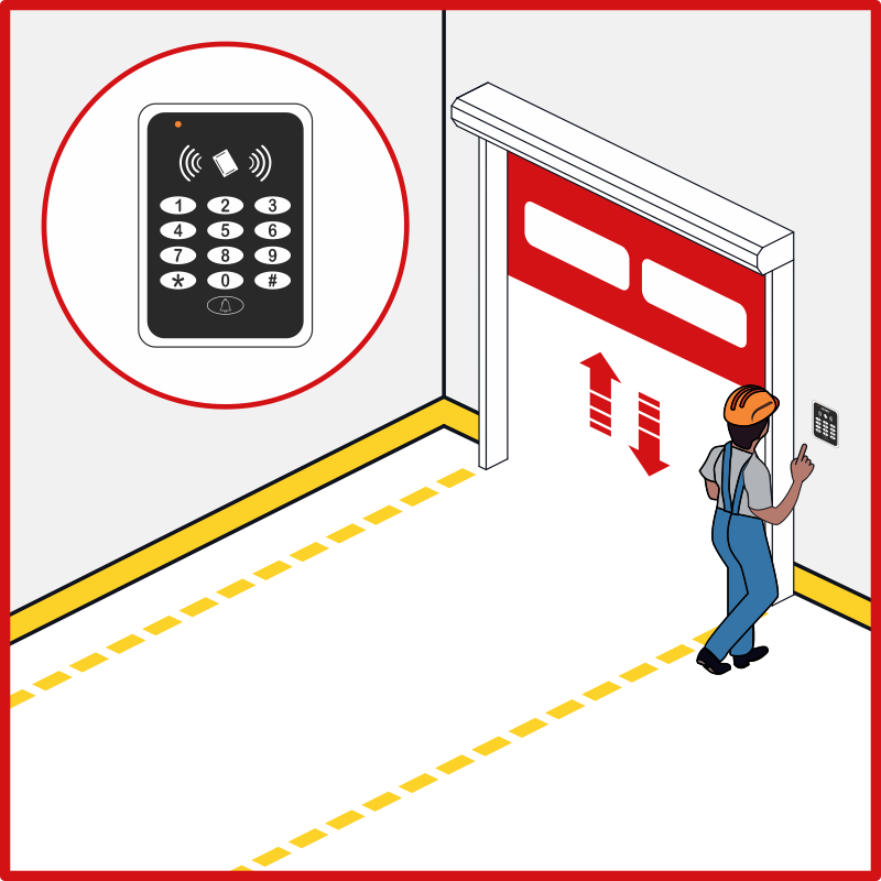 Leitora de cartão RFID para acionamento de porta rápida